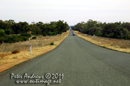 The Barrier Highway between Nyngan to Cobar, NSW Australia. Photo copyright Peter Andrews, Outimage Australia.