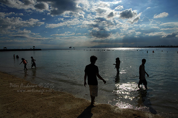 Low tide beach scene of Paradise Island Beach on Samal Island.