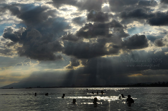 View towards Davao City Mindanao from Paradise Island Beach on Samal Island.