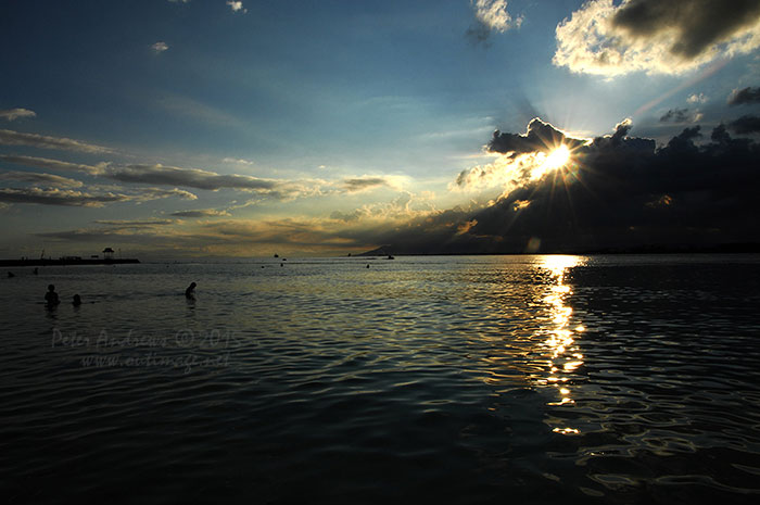 View towards Davao City Mindanao from Paradise Island Beach on Samal Island.