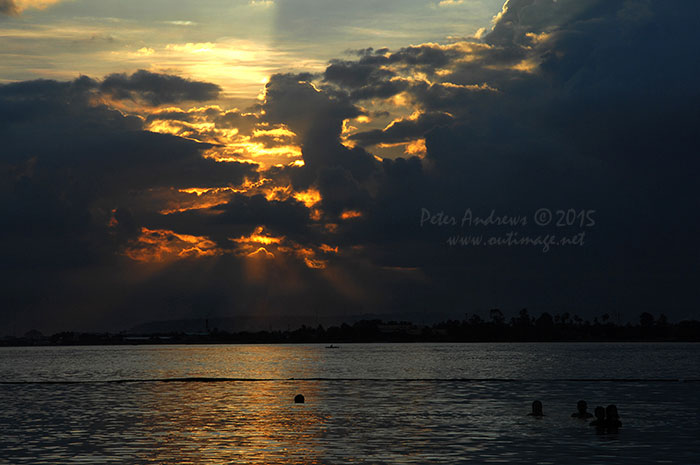 View towards Davao City Mindanao from Paradise Island Beach on Samal Island.