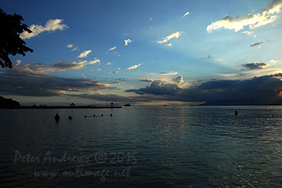 View towards Davao City, Mindanao, from Paradise Island Beach on Samal Island.