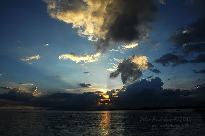 View towards Davao City Mindanao from Paradise Island Beach on Samal Island.