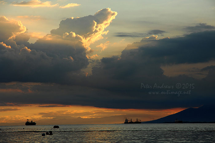 View towards Davao City Mindanao from Paradise Island Beach on Samal Island.