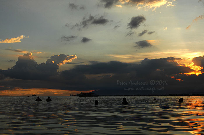 View towards Davao City Mindanao from Paradise Island Beach on Samal Island.