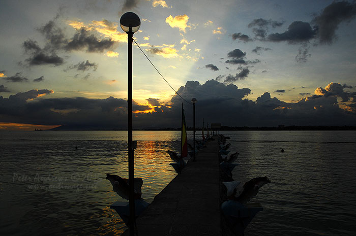 View towards Davao City Mindanao from Paradise Island Beach on Samal Island.