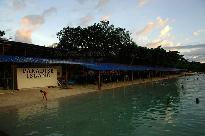 The tide returning to Paradise Island Beach on Samal Island.