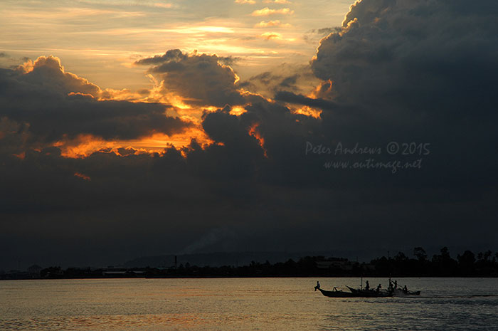 View towards Davao City Mindanao from Paradise Island Beach on Samal Island.