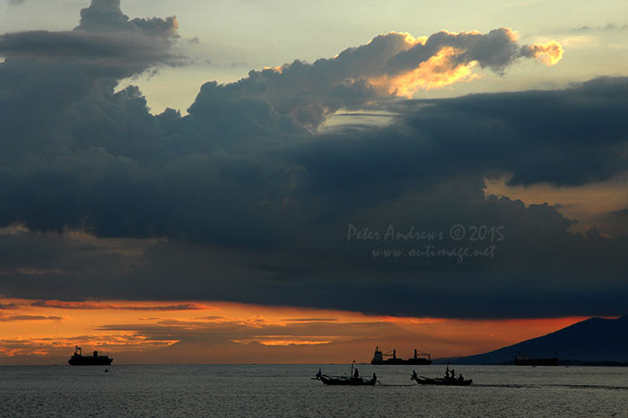 View towards Davao City Mindanao from Paradise Island Beach on Samal Island.