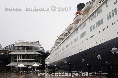 The QE2 at the Overseas Passenger Terminal, Circular Quay Sydney.