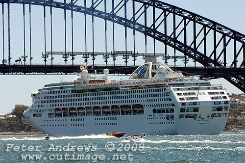 Sun Princess approaching the Sydney Harbour Bridge.