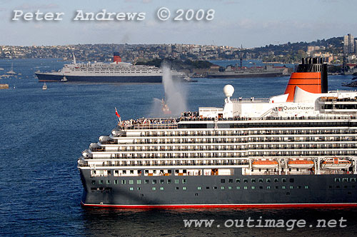 Queen Victoria and Queen Elizabeth II in sight of each other on Sydney Harbour.