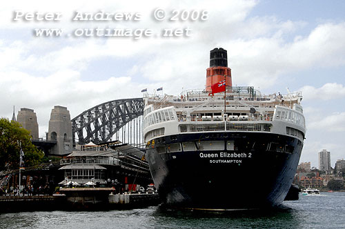 Queen Elizabeth 2 at the Overseas Passenger Terminal, Circular Quay.