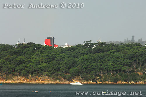 The Queen Mary II arives in Sydney during its second visit to Australia, Sunday March 7, 2010. Photo copyright Peter Andrews, Outimage.