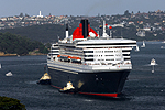 The Queen Mary II arives in Sydney during its second visit to Australia, Sunday March 7, 2010. Photo copyright Peter Andrews, Outimage.