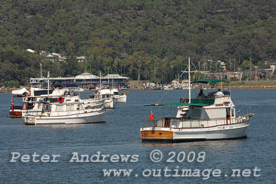 Part of the Grand Banks Rendezvous fleet with Brooklyn in the background.