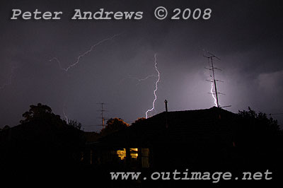 Lightning above the house.