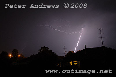 Lightning above the house.