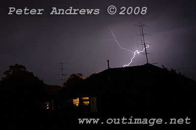 Lightning above the house.