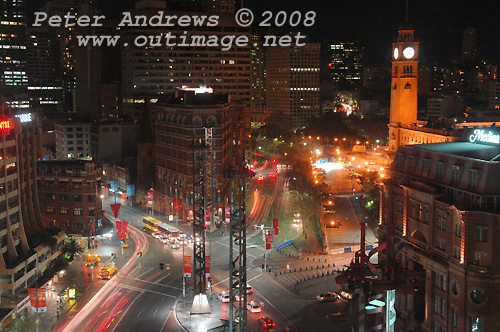 Sydney's Railway Square with Central Railway Station and clock tower, to the right. Photo copyright Peter Andrews 2008, Outimage Publications.