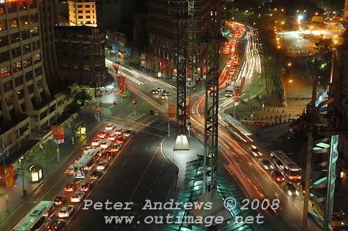 Sydney's Railway Square looking towards the CBD from Broadway bottom left to Pitt Street top right. Photo copyright Peter Andrews 2008, Outimage Publications.