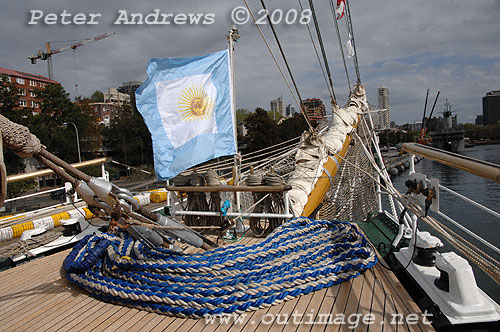 Argentine Navy's Sail Training Ship ARA Libertad, at Garden Island Sydney Australia 2008. Copyright Peter Andrews 2008.