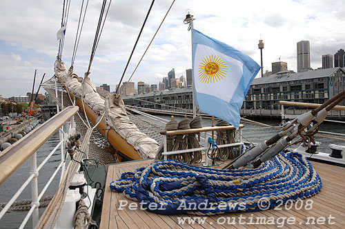 Argentine Navy's Sail Training Ship ARA Libertad, at Garden Island Sydney Australia 2008. Copyright Peter Andrews 2008.