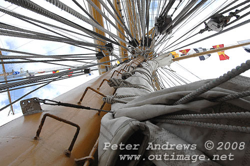 Argentine Navy's Sail Training Ship ARA Libertad, at Garden Island Sydney Australia 2008. Copyright Peter Andrews 2008.