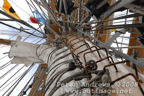 Argentine Navy's Sail Training Ship ARA Libertad, at Garden Island Sydney Australia 2008. Copyright Peter Andrews 2008.