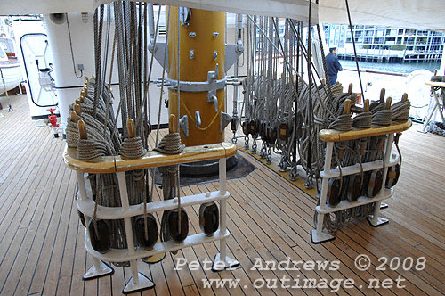 Argentine Navy's Sail Training Ship ARA Libertad, at Garden Island Sydney Australia 2008. Copyright Peter Andrews 2008.