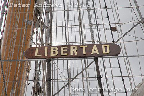 Argentine Navy's Sail Training Ship ARA Libertad, at Garden Island Sydney Australia 2008. Copyright Peter Andrews 2008.