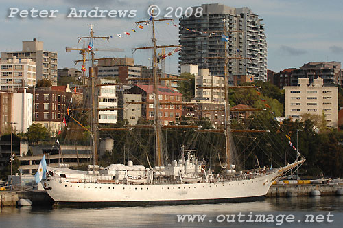 Argentine Navy's Sail Training Ship ARA Libertad, at Garden Island Sydney Australia 2008. Copyright Peter Andrews 2008.