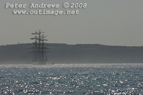 Argentine Navy's Sail Training Ship ARA Libertad, leaving Sydney Australia 2008. Copyright Peter Andrews 2008.