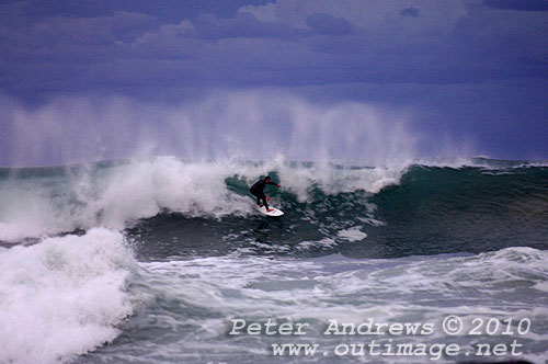 Surfin on the back of an East Coast Low at Coledale, New South Wales Australia. Photo copyright Peter Andrews, Outimage. 