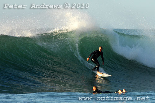 A mid August Saturday morning surf at Location 1, New South Wales Illawarra Coast, Australia. Photo copyright, Peter Andrews, Outimage Publications.