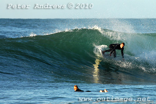 A mid August Saturday morning surf at Location 1, New South Wales Illawarra Coast, Australia. Photo copyright, Peter Andrews, Outimage Publications.