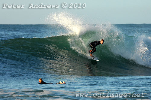 A mid August Saturday morning surf at Location 1, New South Wales Illawarra Coast, Australia. Photo copyright, Peter Andrews, Outimage Publications.