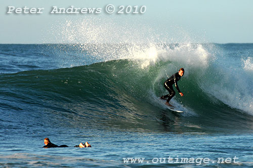 A mid August Saturday morning surf at Location 1, New South Wales Illawarra Coast, Australia. Photo copyright, Peter Andrews, Outimage Publications.