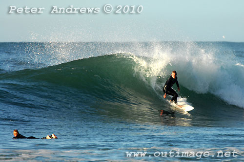 A mid August Saturday morning surf at Location 1, New South Wales Illawarra Coast, Australia. Photo copyright, Peter Andrews, Outimage Publications.