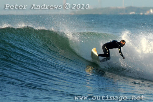 A mid August Saturday morning surf at Location 1, New South Wales Illawarra Coast, Australia. Photo copyright, Peter Andrews, Outimage Publications.