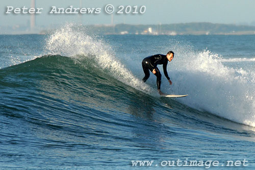 A mid August Saturday morning surf at Location 1, New South Wales Illawarra Coast, Australia. Photo copyright, Peter Andrews, Outimage Publications.