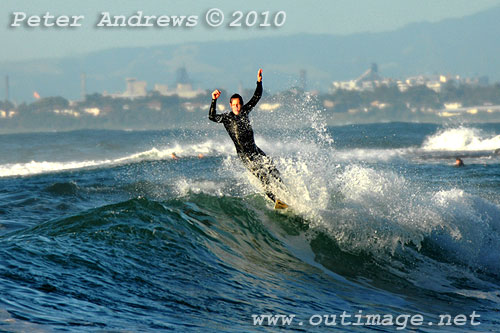 A mid August Saturday morning surf at Location 1, New South Wales Illawarra Coast, Australia. Photo copyright, Peter Andrews, Outimage Publications.