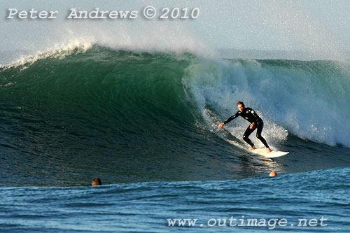 A mid August Saturday morning surf at Location 1, New South Wales Illawarra Coast, Australia. Photo copyright, Peter Andrews, Outimage Publications.