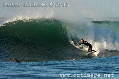 A mid August Saturday morning surf at Location 1, New South Wales Illawarra Coast, Australia. Photo copyright, Peter Andrews, Outimage Publications.