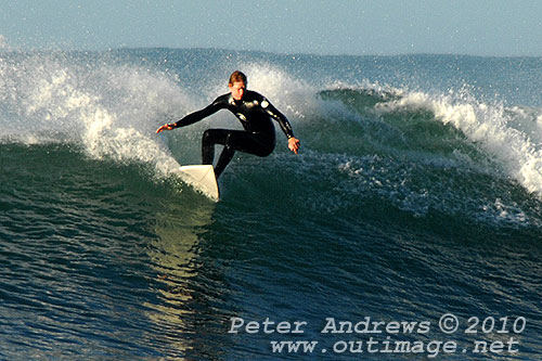 A mid August Saturday morning surf at Location 1, New South Wales Illawarra Coast, Australia. Photo copyright, Peter Andrews, Outimage Publications.