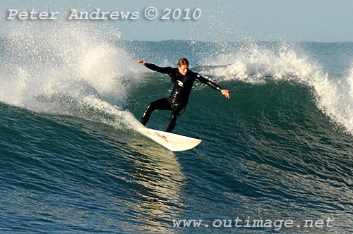 A mid August Saturday morning surf at Location 1, New South Wales Illawarra Coast, Australia. Photo copyright, Peter Andrews, Outimage Publications.