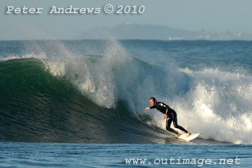 A mid August Saturday morning surf at Location 1, New South Wales Illawarra Coast, Australia. Photo copyright, Peter Andrews, Outimage Publications.