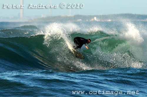 A mid August Saturday morning surf at Location 1, New South Wales Illawarra Coast, Australia. Photo copyright, Peter Andrews, Outimage Publications.