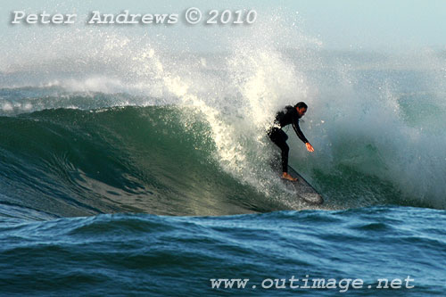 A mid August Saturday morning surf at Location 1, New South Wales Illawarra Coast, Australia. Photo copyright, Peter Andrews, Outimage Publications.