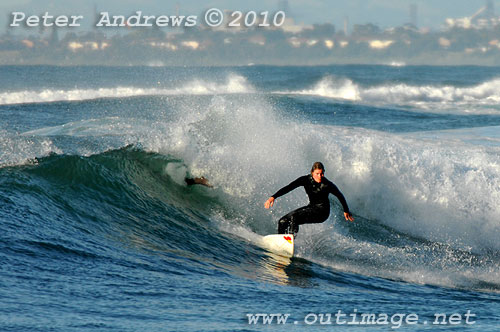 A mid August Saturday morning surf at Location 1, New South Wales Illawarra Coast, Australia. Photo copyright, Peter Andrews, Outimage Publications.